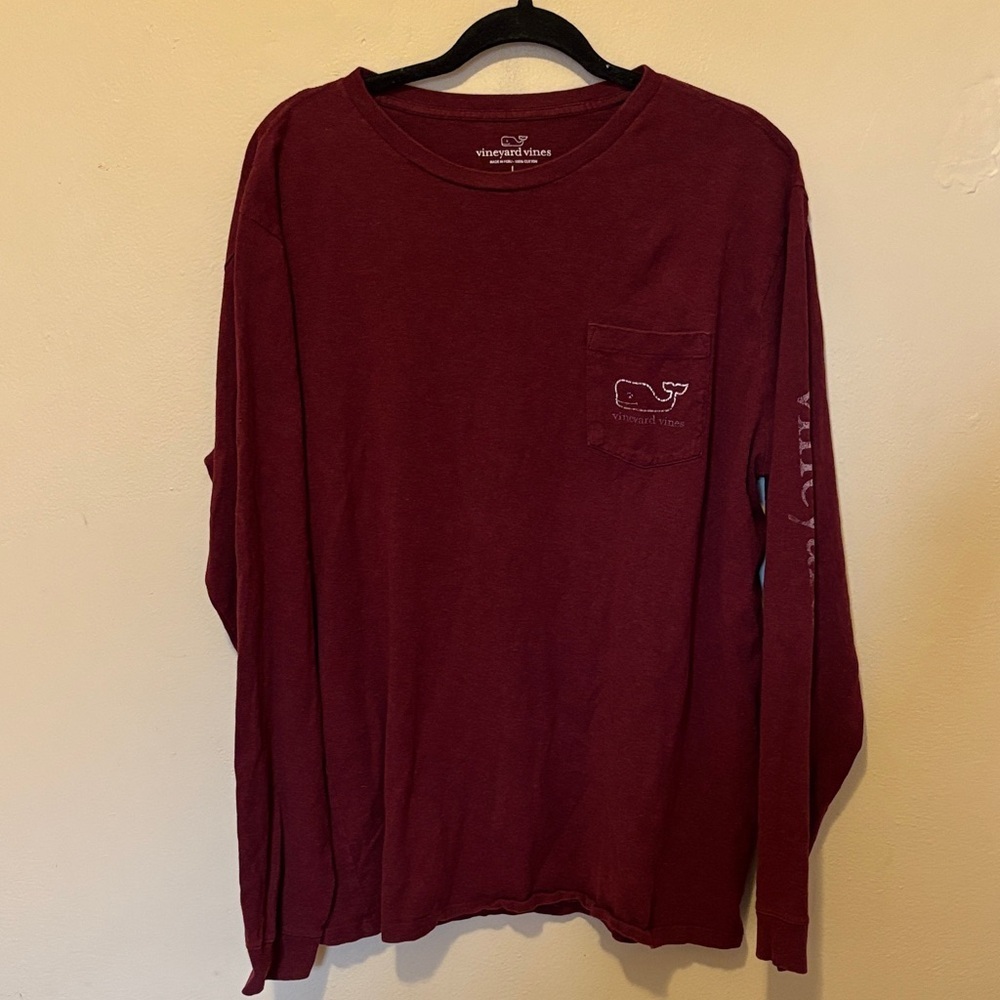 Vineyard Vines Men's Burgundy Long Sleeve Tee